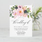 Invitation Mariage d'aquarelle marine et blush (Debout devant)