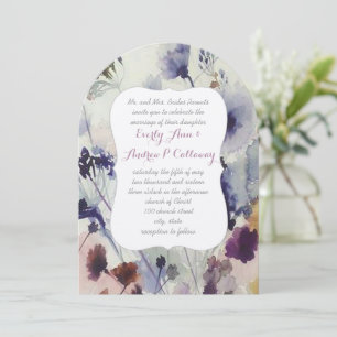 Invitation Mariage d'aquarelle marine rose et vert fleur sauv