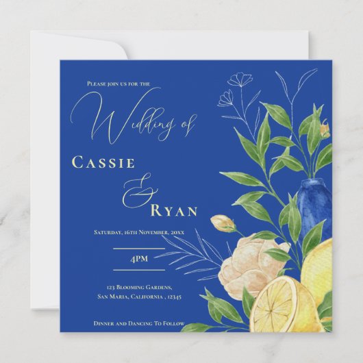 Invitation Mariage d'aquarelle méditerranéenne (Devant)