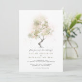 Invitation Mariage d'aquarelle minima moderne Sage Green Tree (Debout devant)