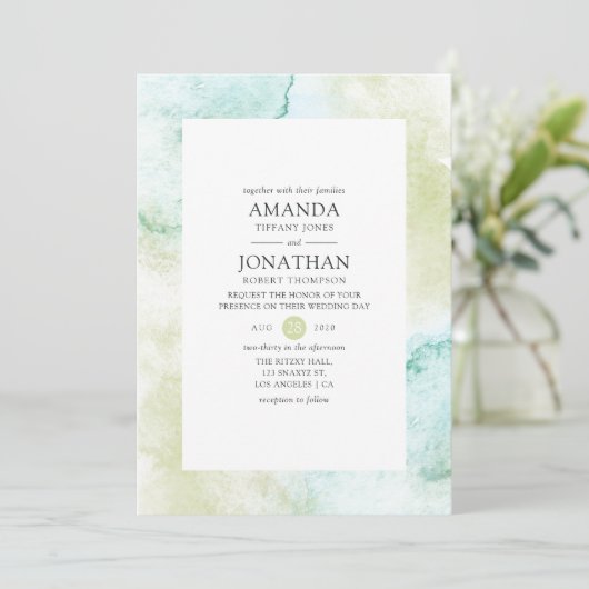 Invitation Mariage d'aquarelle minimal (Debout devant)