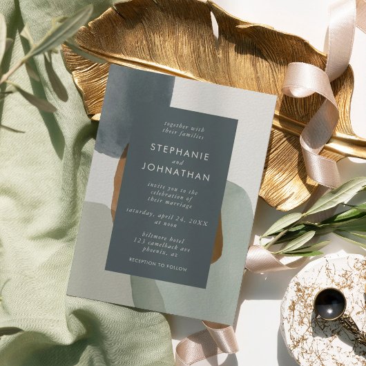 Invitation Mariage d'aquarelle minimaliste Abstrait moderne
