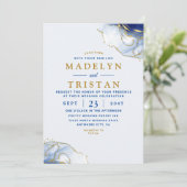 Invitation Mariage d'aquarelle minimaliste bleu (Debout devant)