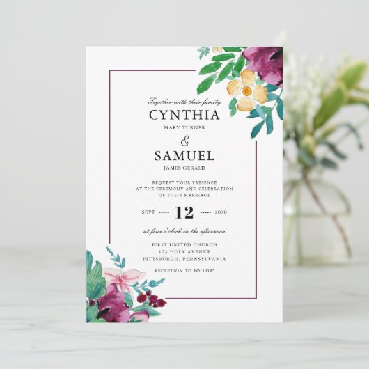 Invitation Mariage d'aquarelle moderne (Debout devant)