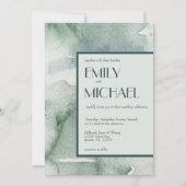 Invitation Mariage d'aquarelle moderne Abstrait Sage Green Mo (Devant)