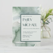 Invitation Mariage d'aquarelle moderne Abstrait Sage Green Mo (Debout devant)