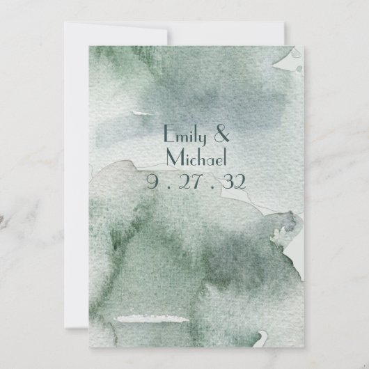 Invitation Mariage d'aquarelle moderne Abstrait Sage Green Mo (Dos)