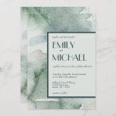 Invitation Mariage d'aquarelle moderne Abstrait Sage Green Mo (Devant / Derrière)