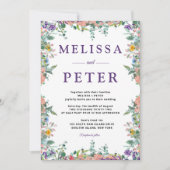 Invitation Mariage d'aquarelle moderne blanc et violet (Devant)