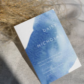 Invitation Mariage d'aquarelle moderne bleu foncé