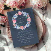 Invitation Mariage d'aquarelle moderne bleu foncé