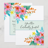 Invitation Mariage d'aquarelle moderne brillant (Devant / Derrière)