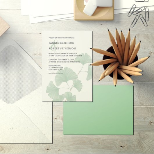 Invitation Mariage d'aquarelle moderne Ginkgo Tree