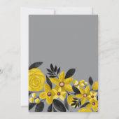 Invitation Mariage d'aquarelle moderne gris noir jaune (Dos)