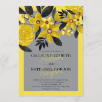 Mariage d'aquarelle moderne gris noir jaune