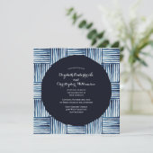 Invitation Mariage d'aquarelle moderne Indigo Blue Stripe (Debout devant)