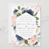 Invitation Mariage d'aquarelle moderne Marine & Blush (Devant)