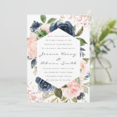 Invitation Mariage d'aquarelle moderne Marine & Blush (Debout devant)