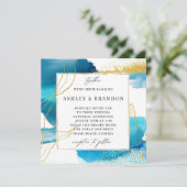 Invitation Mariage d'aquarelle moderne mer et sable (Debout devant)