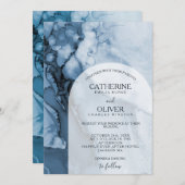 Invitation Mariage d'aquarelle moderne Winter Blue Ice Arch (Devant / Derrière)