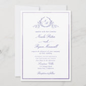 Invitation Mariage d'aquarelle monogramme classique (Devant)