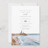 Invitation MARIAGE d'aquarelle MONTAUK Lighthouse New York (Devant)