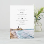 Invitation MARIAGE d'aquarelle MONTAUK Lighthouse New York (Debout devant)