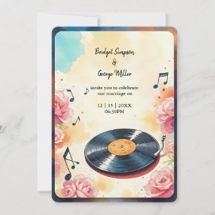 Invitation mariage d'aquarelle musicale florale