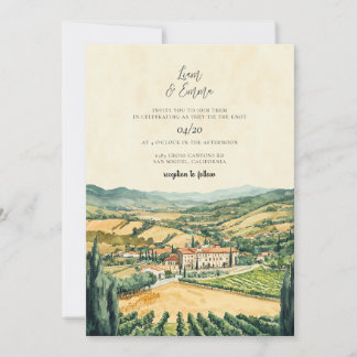 Invitation Mariage d'aquarelle Napa Valley California
