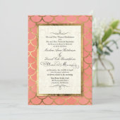 Invitation Mariage d'aquarelle or Motif Shell Art déco (Debout devant)