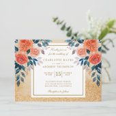 Invitation Mariage d'aquarelle orange chic (Debout devant)