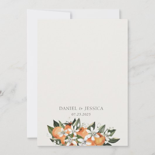 Invitation Mariage d'aquarelle orangé moderne (Dos)