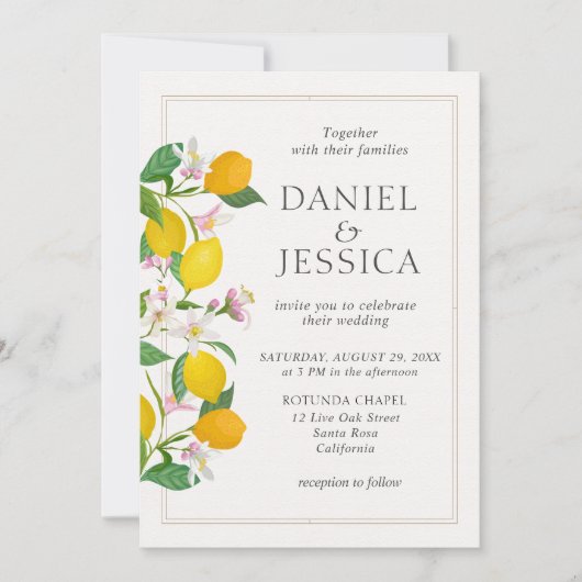 Invitation Mariage d'aquarelle orangé moderne (Devant)