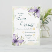 Invitation Mariage d'aquarelle papillon Lilac (Debout devant)