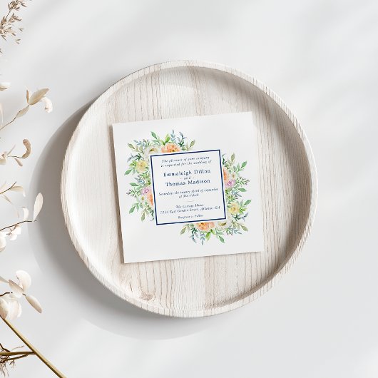 Invitation Mariage d'aquarelle Pastel Floral Garden