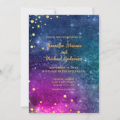 Invitation Mariage d'aquarelle Peacock bleu or moderne (Devant)