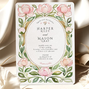 Invitation Mariage d'aquarelle Peonies vintages