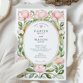Invitation Mariage d'aquarelle Peonies vintages