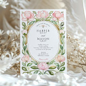 Invitation Mariage d'aquarelle Peonies vintages