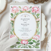 Invitation Mariage d'aquarelle Peonies vintages