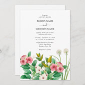 Invitation Mariage d'aquarelle périphérique fleur sauvage (Devant / Derrière)