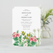 Invitation Mariage d'aquarelle périphérique fleur sauvage (Debout devant)