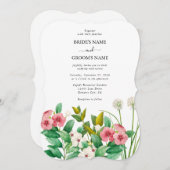 Invitation Mariage d'aquarelle périphérique fleur sauvage (Devant / Derrière)