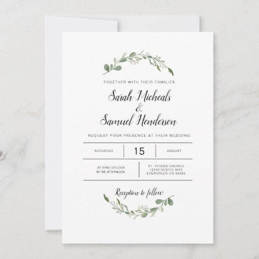 Invitation Mariage d'aquarelle Proep Green Garden (Devant)