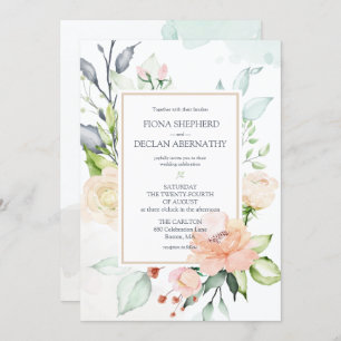 Invitation Mariage d'aquarelle romantique du milieu d'été