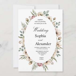 Invitation Mariage d'aquarelle romantique Floral