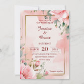 Invitation Mariage d'aquarelle romantique rose doux (Devant)