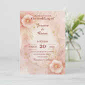 Invitation Mariage d'aquarelle romantique rose pâle (Debout devant)
