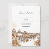 Invitation Mariage d'aquarelle Rome Italie (Devant)