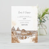 Invitation Mariage d'aquarelle Rome Italie (Debout devant)